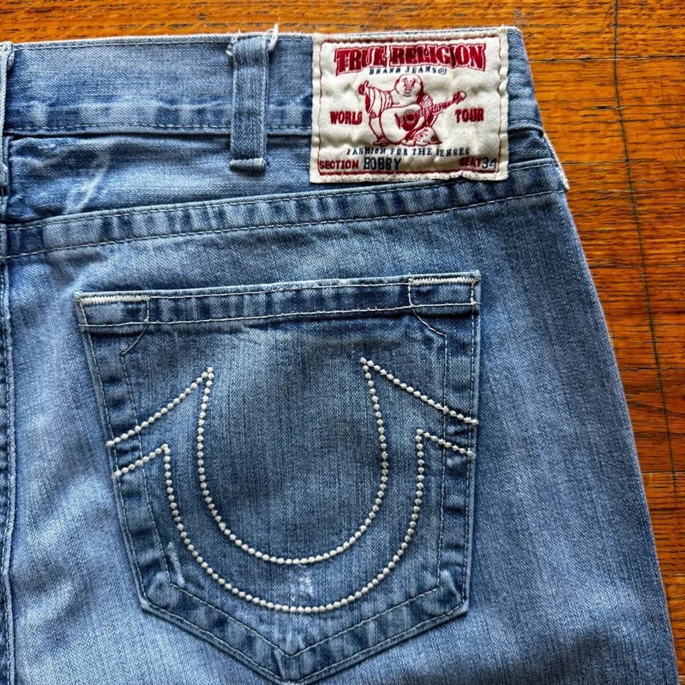 True Religion Bobby Mens 42x 26 Straight Leg Jeans‎ Medium Wash Made in USA Blue